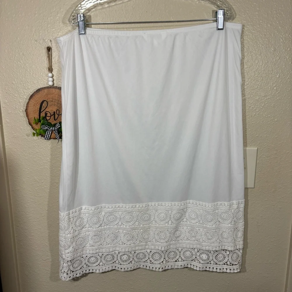 Down East White Lace Trim Skirt Extender Slip Size XXL